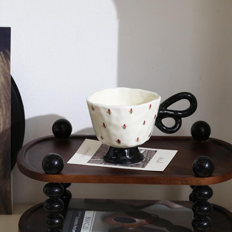 

Hand-Painted Floral Ceramic Coffee Mug with Butterfly Handle