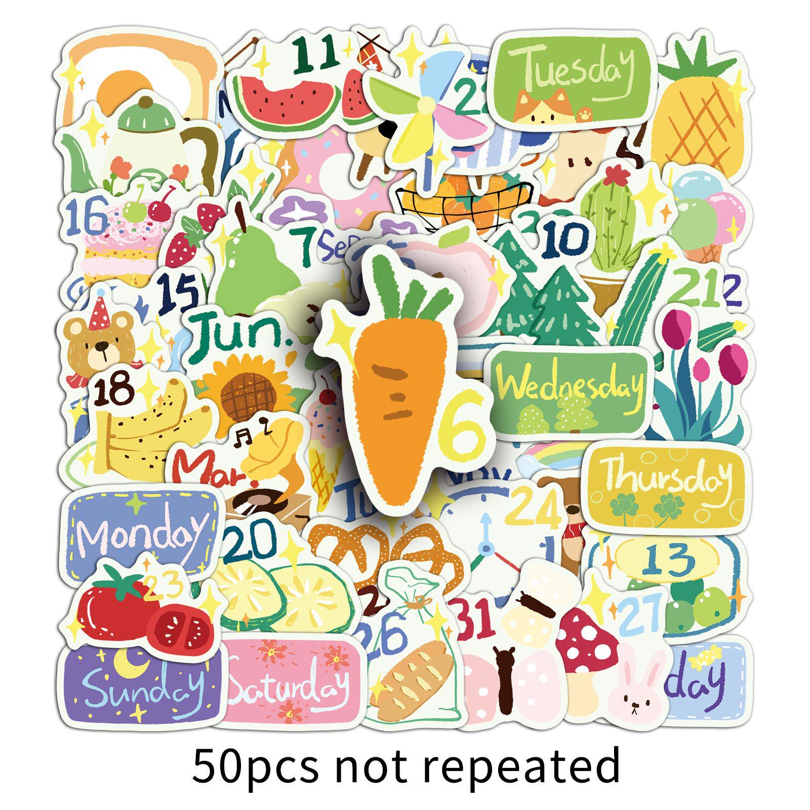 

50 Original Hand-Painted Oil Painting Style Date Stickers for Planner - Waterproof DIY Computer Stickers