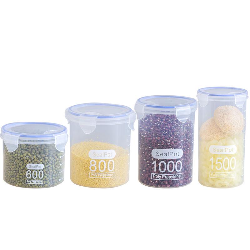 Clear Plastic Airtight Storage Jar for Kitchen Grains, Tea, and Powder