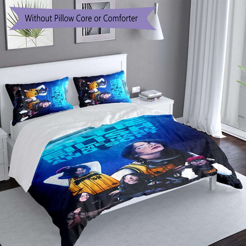3pcs singer Billie Eilish1 pattern bedding set duvet cover set includes duvet cover &pillowcases, perfect all season bedroom decoration & gift