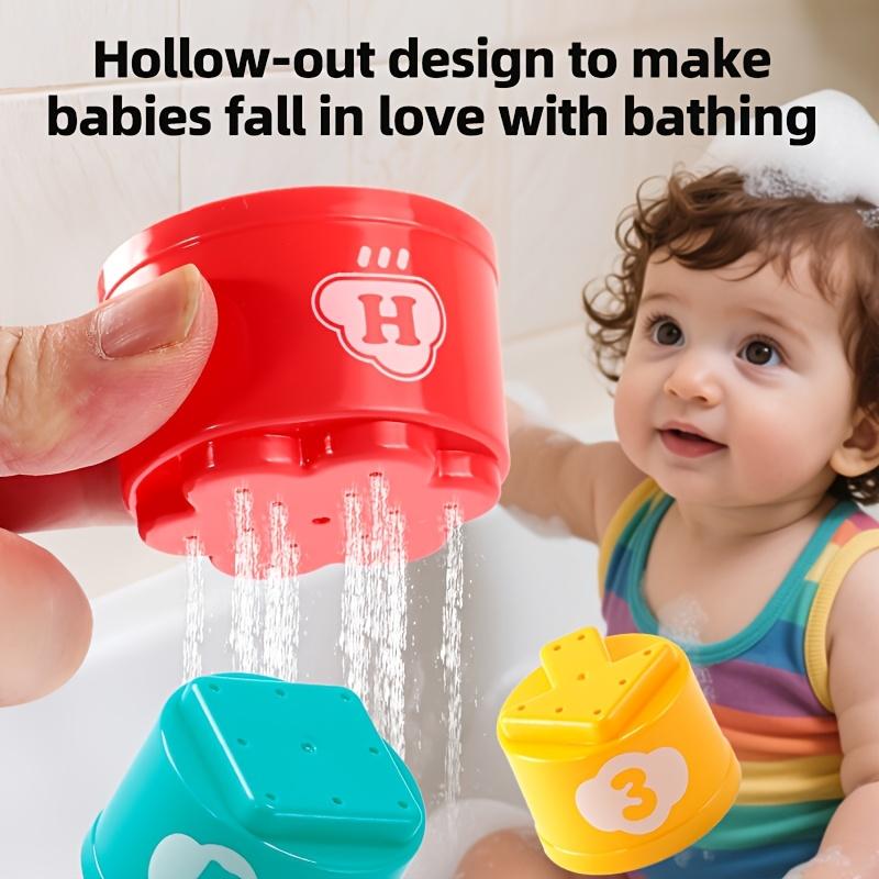 9PCS Rainbow Stacking Cups Set Random Color Nesting Cups Infant Bathroom Bath Water Toys Beach Sand Play Toys for Toddlers Gift