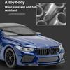 Model samochodu ze stopu BMW M8 w skali 1/32, Dźwięk i światło, Akcja sprężynowa, Zabawka do pokoju zabaw dla dzieci i przedmiot kolekcjonerski