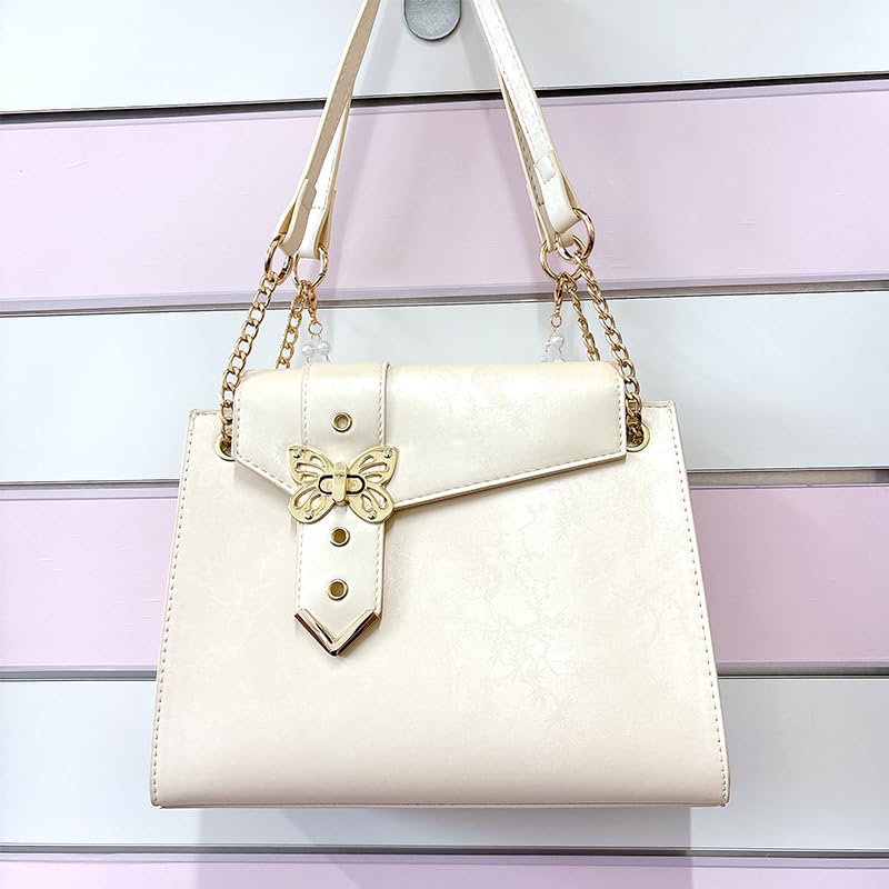 [Ugou Xiaopu] Ita Bag with Butterfly Decoration, Cream [Parallel Import]