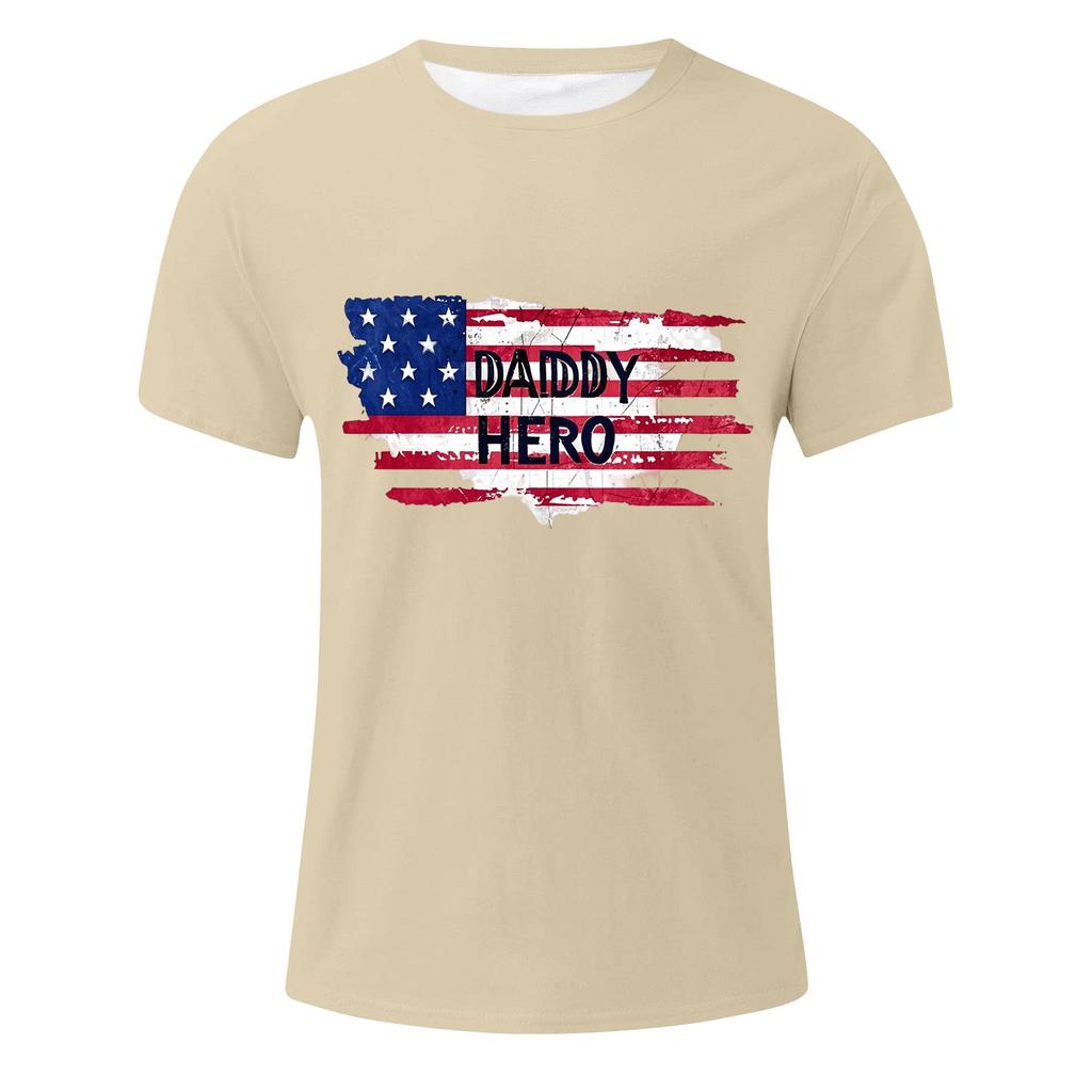 Tricou pentru bărbați cu imprimeu steag, Top lejer casual cu mânecă scurtă pentru bărbați