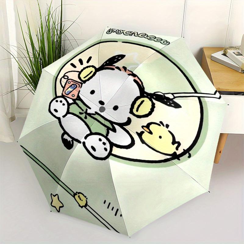 

POCHACCO Listening to Music Automatic Opening and Closing Cartoon Umbrella - Small Umbrella Suitable for Various Occasions, Portable 3-Fold Small Umbr