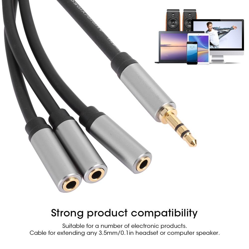 Splitter Audio 3,5 mm Stéréo 1 Mâle vers 3 Femelles Plug-and-Play Longueur 0,3 mètre / 11,8 pouces Câble Splitter Audio 3 en 1