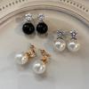 French Australian White Real Hemp Gray Large Pearl Diamond Stud Earrings Women's Earrings Earrings