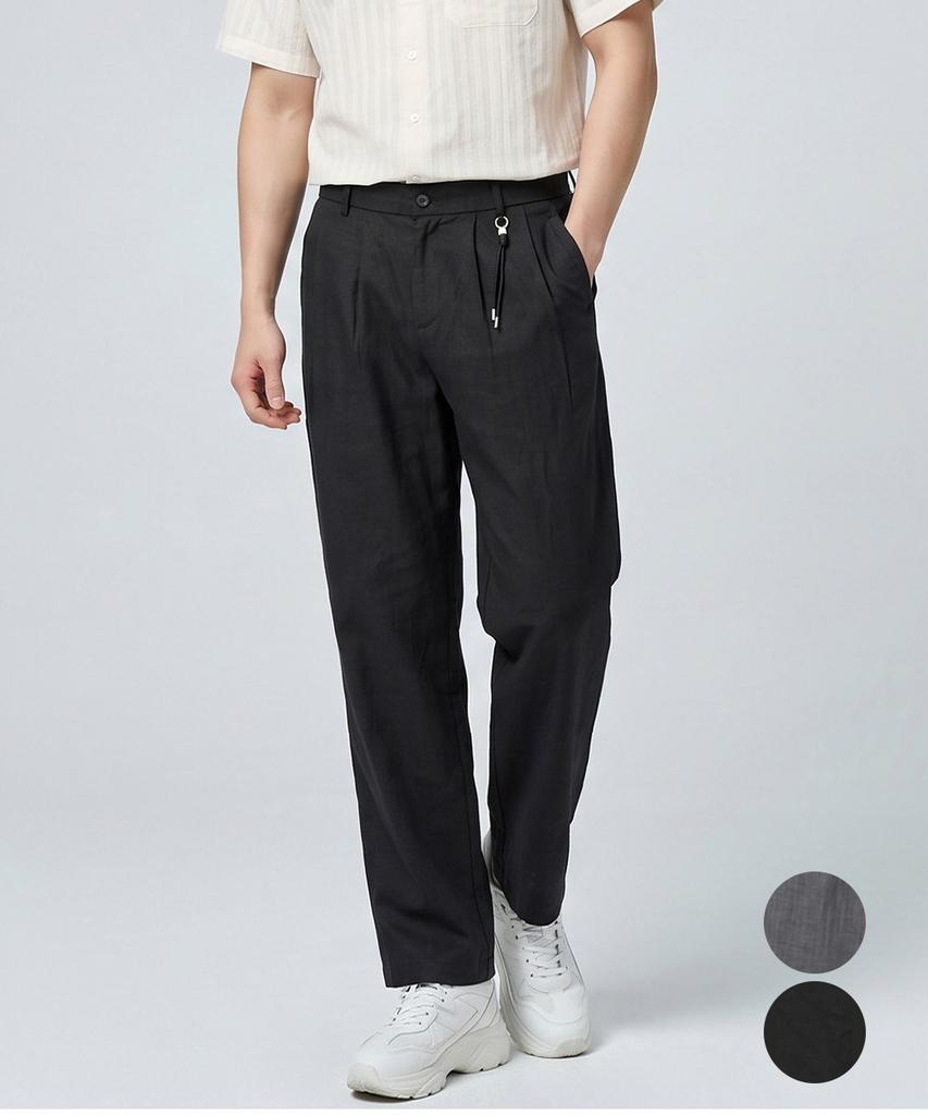 KIM YOUNG JOO GOLF Spring/Summer Tencel Linen Strap Men'S Semi-Wide Pants Kqmmsl53