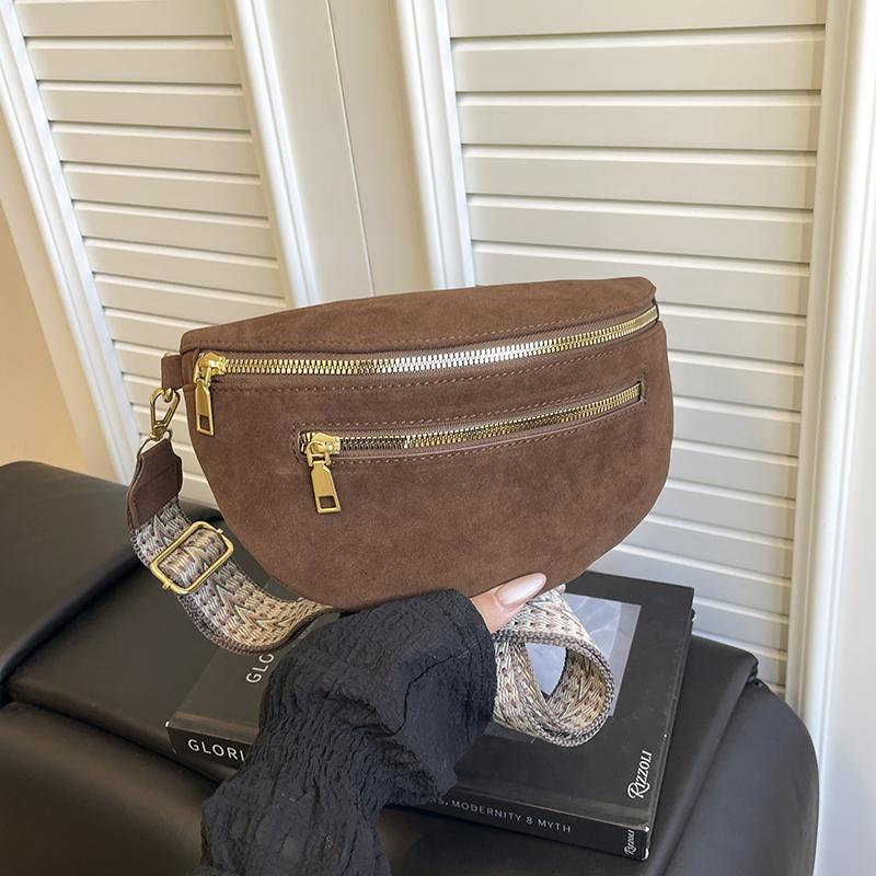 Fashion Simple Woman Waist Bag Suede Leather Chest Pack Luxury Belt Bag phone Purse Leisure Ladies Shoulder Crossbody Bags