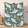 Fflannel Blanket 1pc Sharks And Seaweeds Soft Comfortable and Warm This Nap Blanket/sofa Blanket Is Suitable for All Seasons and F