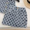 Completo Estivo in Denim per Bambina Nuovo Set Due Pezzi Gilet in Denim a Quadri + Gonna per Neonate