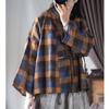 Johnature Women Vintage Plaid Chinese Style Loose Belt Spring Autumn Women Jackets