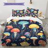 Colorful jellyfish  Pattern Bedding Quilt Set Quilt Cover Pillowcase Home Decoration  Gift (1 * duvet cover + 2 * pillowcase, without core)