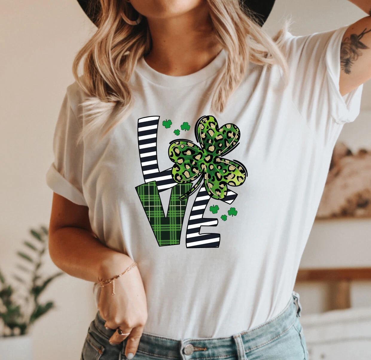 St Patrick s Day T-Shirt Irish Shamrock Ireland Paddys Funny (Leopard Love, TS) XL