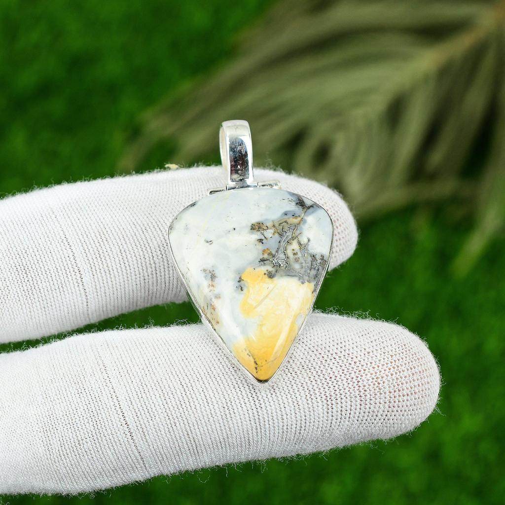 Natural Maligano Jasper Gemstone Jewelry 925 Sterling Silver Pendant For Women