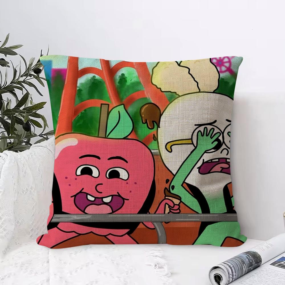 Anime Food AAppleS And OnionS Cushion Cover Breathable Linen Pillow Cover SkinFriendly Home Decor Pillowcase with Hidden Zipper