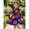 Girls' 3D Galaxy Pumpkin Dress Long Sleeve Summer Spring Vacation Daily Holiday Princess Beautiful Sweet Kids 4-12 Years Casual Dress A Line Dress