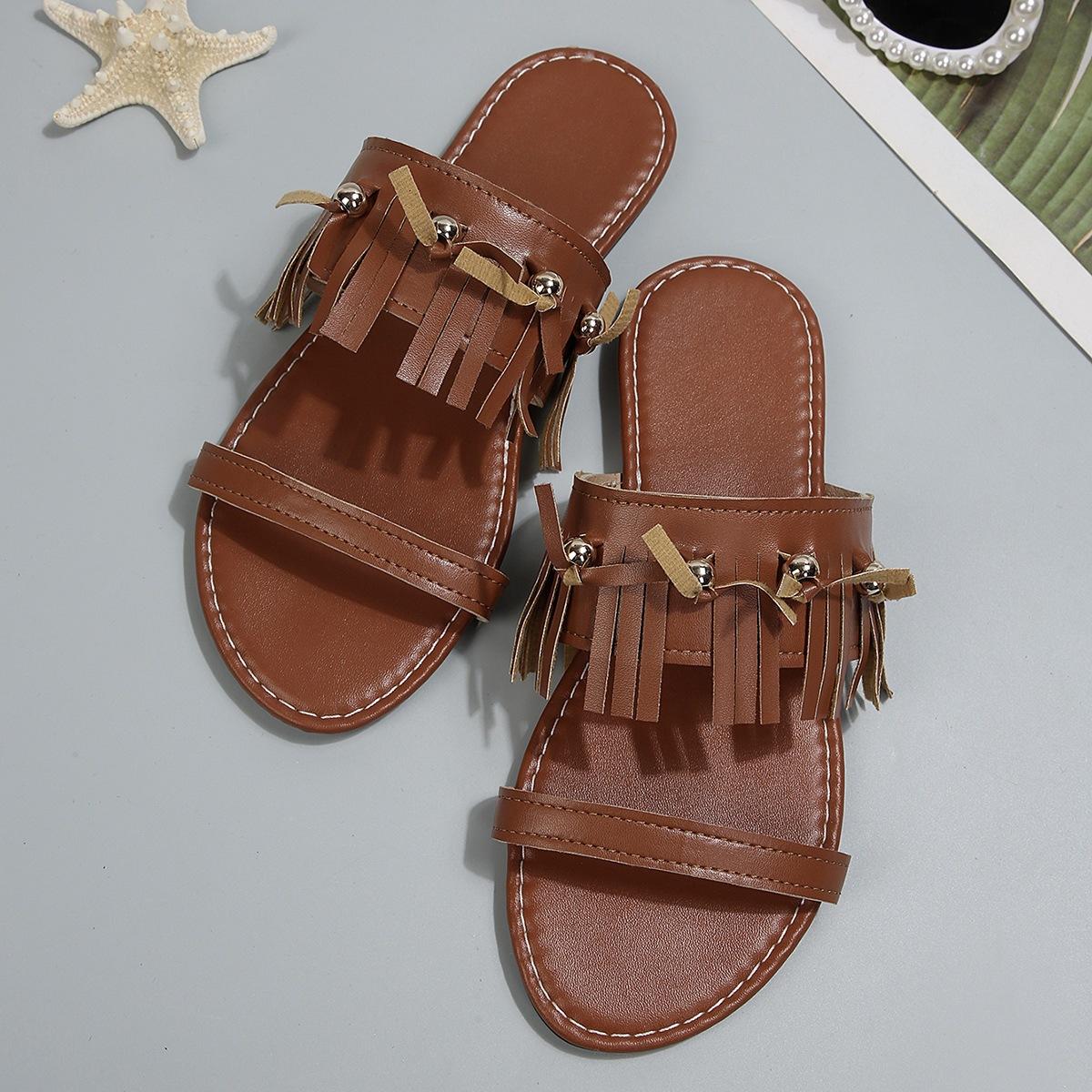 Retro Style Slippers, Women s Shoes, Flat Shoes, Sandals 36 темно-коричневого