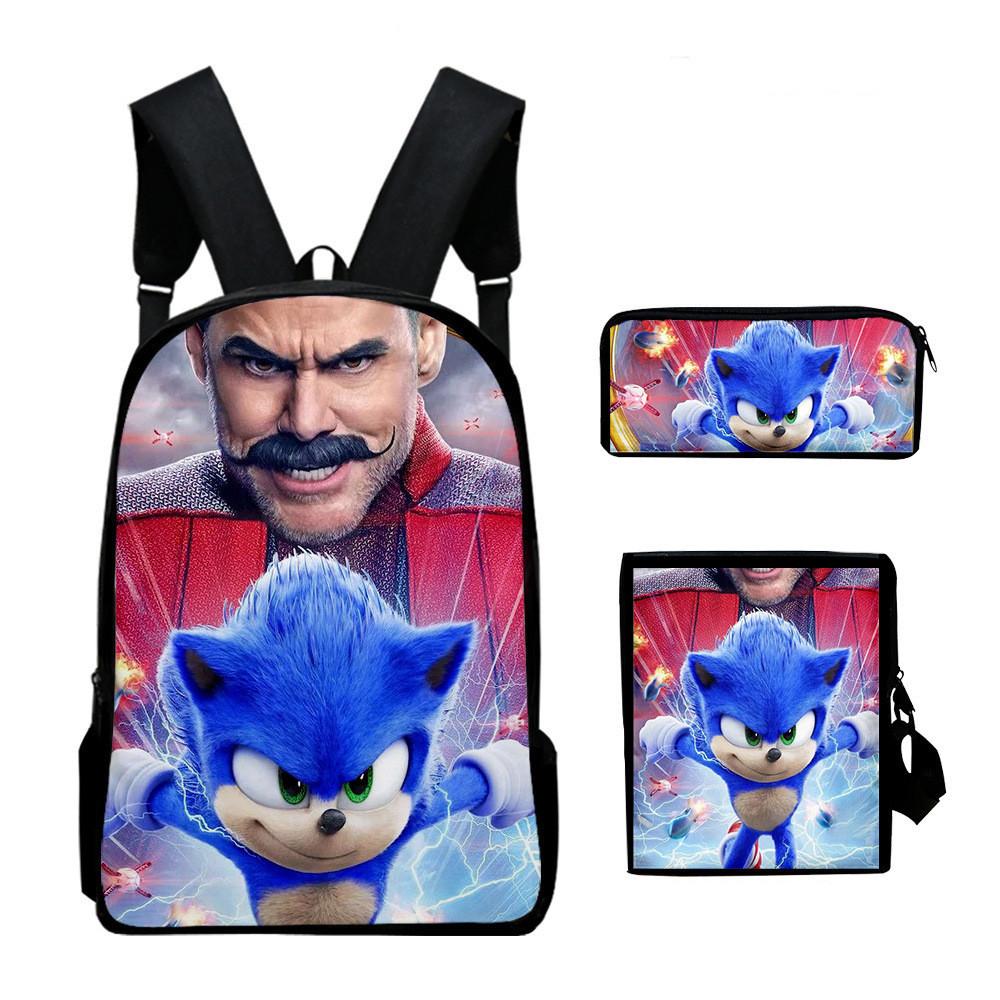 Anime Sonic Backpack Set 3D Printed Backpack Three-Piece Set
