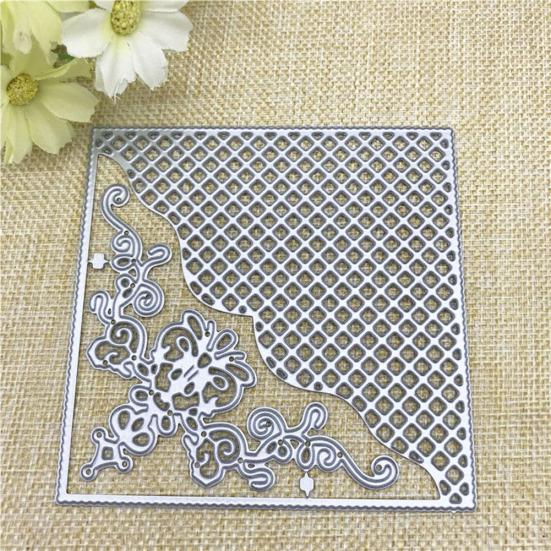 Flower Grid Frame Cutting Die Scrapbook Emboss Mold Paper Card DIY Stencil Decor