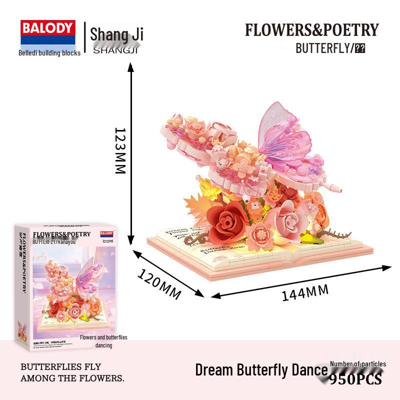 

Beleduc Dream Butterfly Dance Building Blocks - Creative Girl s Toy & Living Room Ornament, Holiday Gift