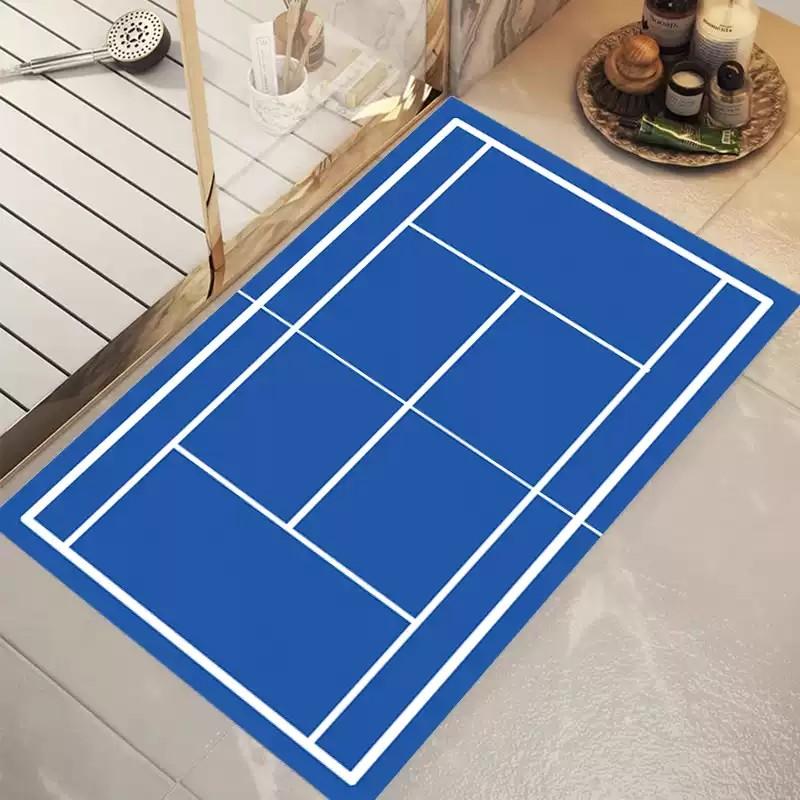 Tappetino di Benvenuto Tappeto Antiscivolo in Poliestere Multicolore Tappeto con Motivo Campo da Tennis Calcio Tappetino Resistente per Soggiorno Camera da Letto Ingresso