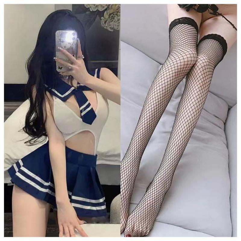 Women Cute Crotchless One Piece Jk Sailor Uniform Sexy Lingerie Set