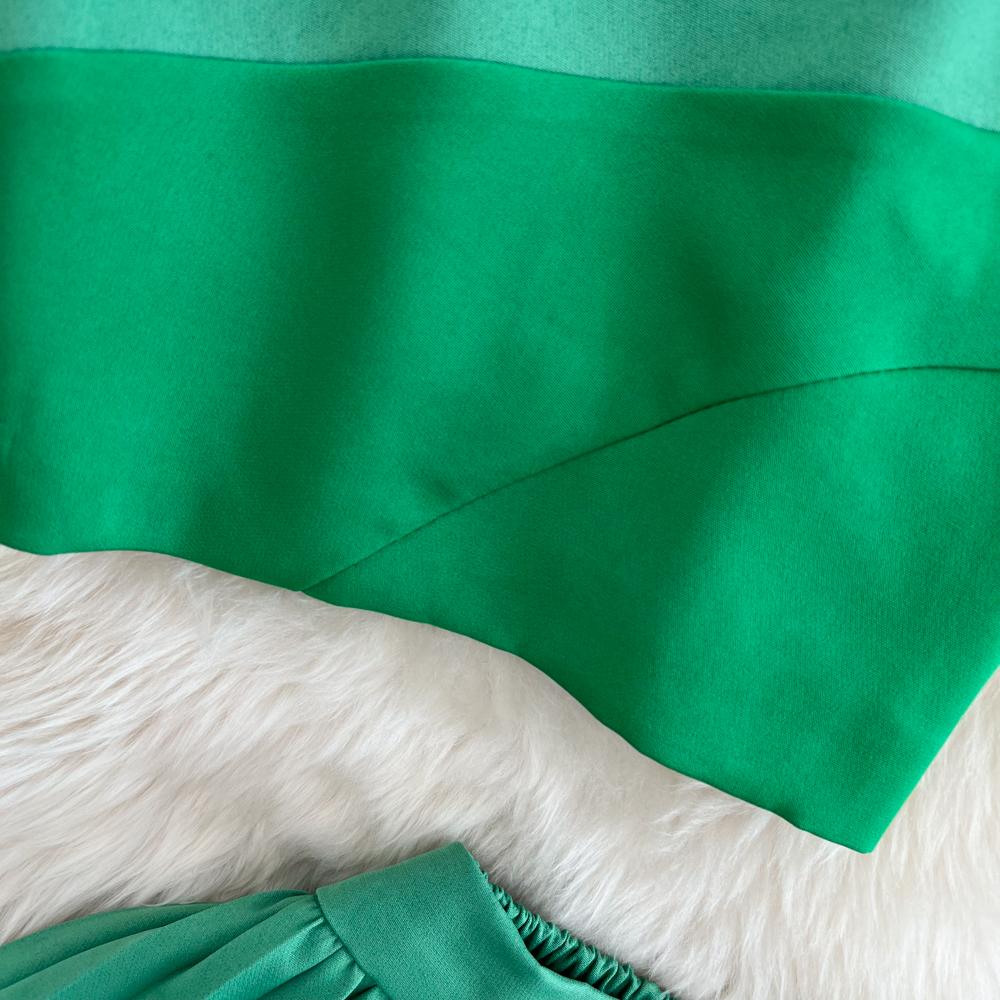 Fashion Suit Women's Strapless Tube Top Top Two-Piece High Waist Drape Irregular Pleated Skirt