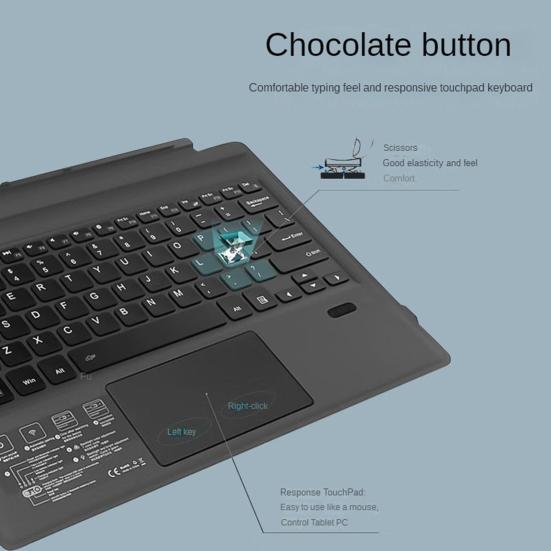 Tablet Keyboard & Protective Case for Microsoft Surface Pro Black Wireless Bluetooth-compatible Keyboard with Colorful Backlight Plastic Tablet