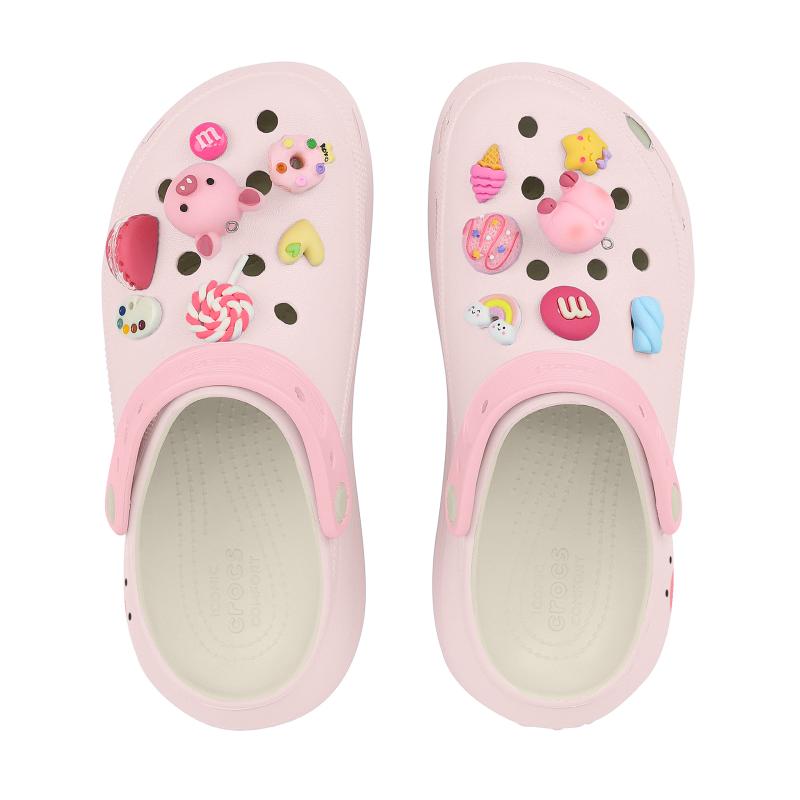 Crocs Crush Clog Candy Piglet - Love Gift Box EVA Cute Graffiti Macaron Decorative Buckle Simple Hole Shoes Unisex Pink
