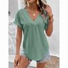 Women's Large Knitted Casual T-shirt Comfortable Loose Fit Round Neck Short Sleeve Tees for Plus Size Ladies