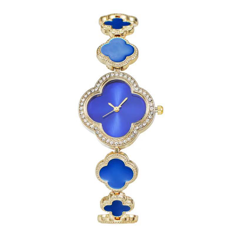 Emerald Four-Leaf Clover Quartz Women's Bracelet Watch - Light Luxury Retro Fashion