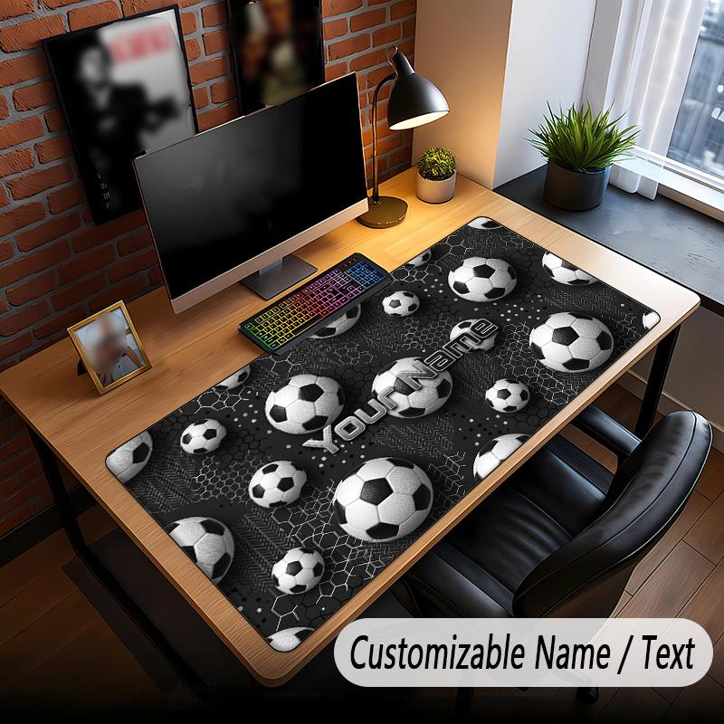 Soccer Theme Custom Mouse Pad Personalized With Name Text Customized Desk Mat For Office Home Decor