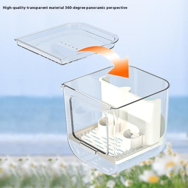 Çift Yuvalı Kuş Otomatik Yemlik Büyük Kapasiteli Sıçramaya Dayanıklı Asılabilir Kafes Otomatik Besleme Cihazı Şeffaf Yem Dağıtıcı