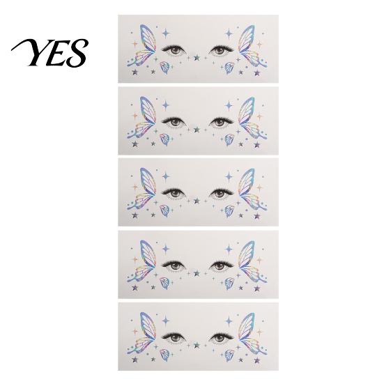 Mobile Phone Case Stickers 5 Sheets Glitter Butterfly Eye Stickers, Temporary Face Tattoos for Tail Kids, Cartoon Decals Festival Makeup, Party Decor