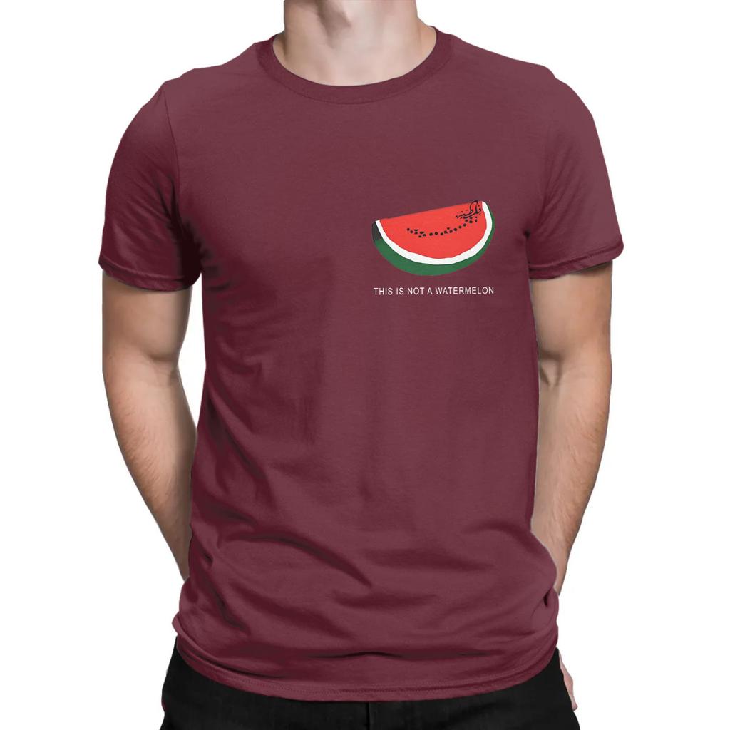 Watermelons Palestined Men's T Shirt Vintage Tees Short Sleeve Round Neck T-Shirt 100% Cotton Gift Idea Tops