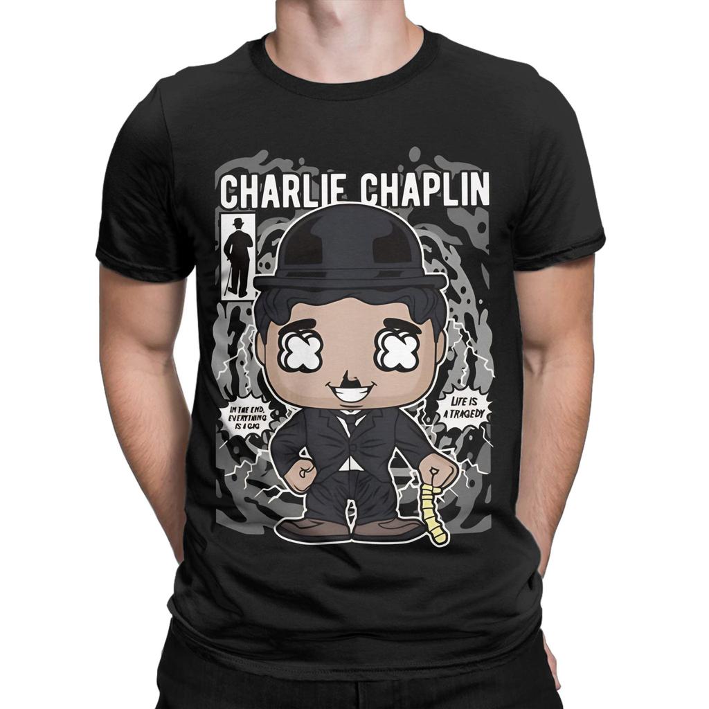 Charlie Chaplin Classic Cinema Icon Classic Graphic 100% Cotton T-Shirt Tops Tees For Men