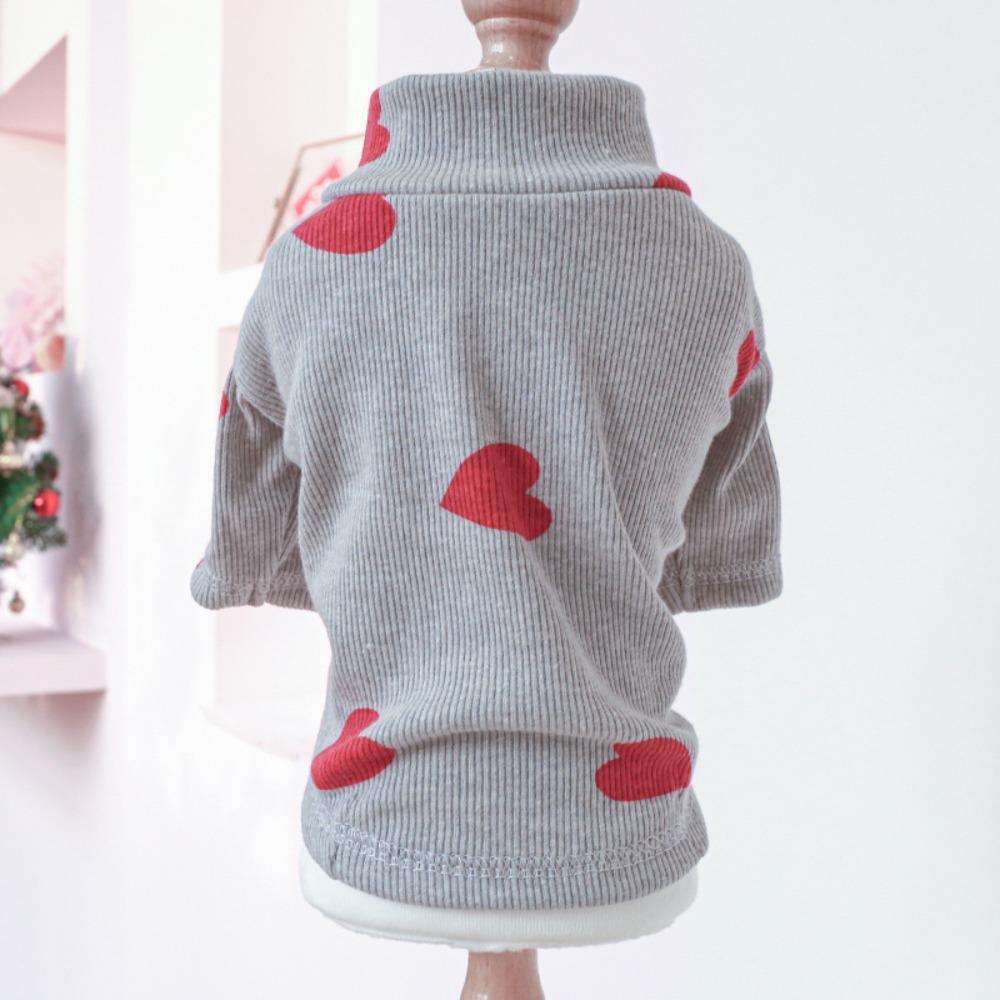 

Heart Printed Puppy Sweater Long Sleeves Pet Clothes Schnauzer Dog Shirt Valentine s Day XS