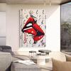Red Lip Poster Canvas Printing Kiss Love Poster and Printing Modern Wall Art Hanging Picture Home Decoration