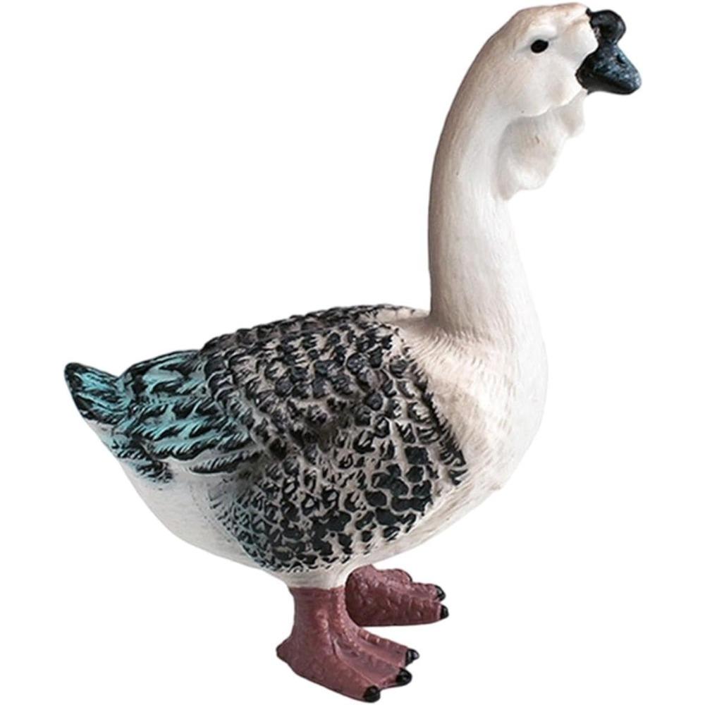 Simulation Goose Animal Model Figurine Art Decoration Unique Realistic Duck Educational Toy Farm Animal Figure for Table Cabinet , White Goose