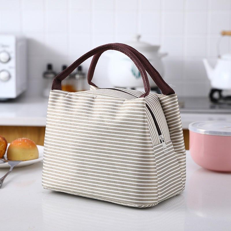 Factory Direct Sales Striped Design Insulated Lunch Bag Thermal Bag Cube Shape