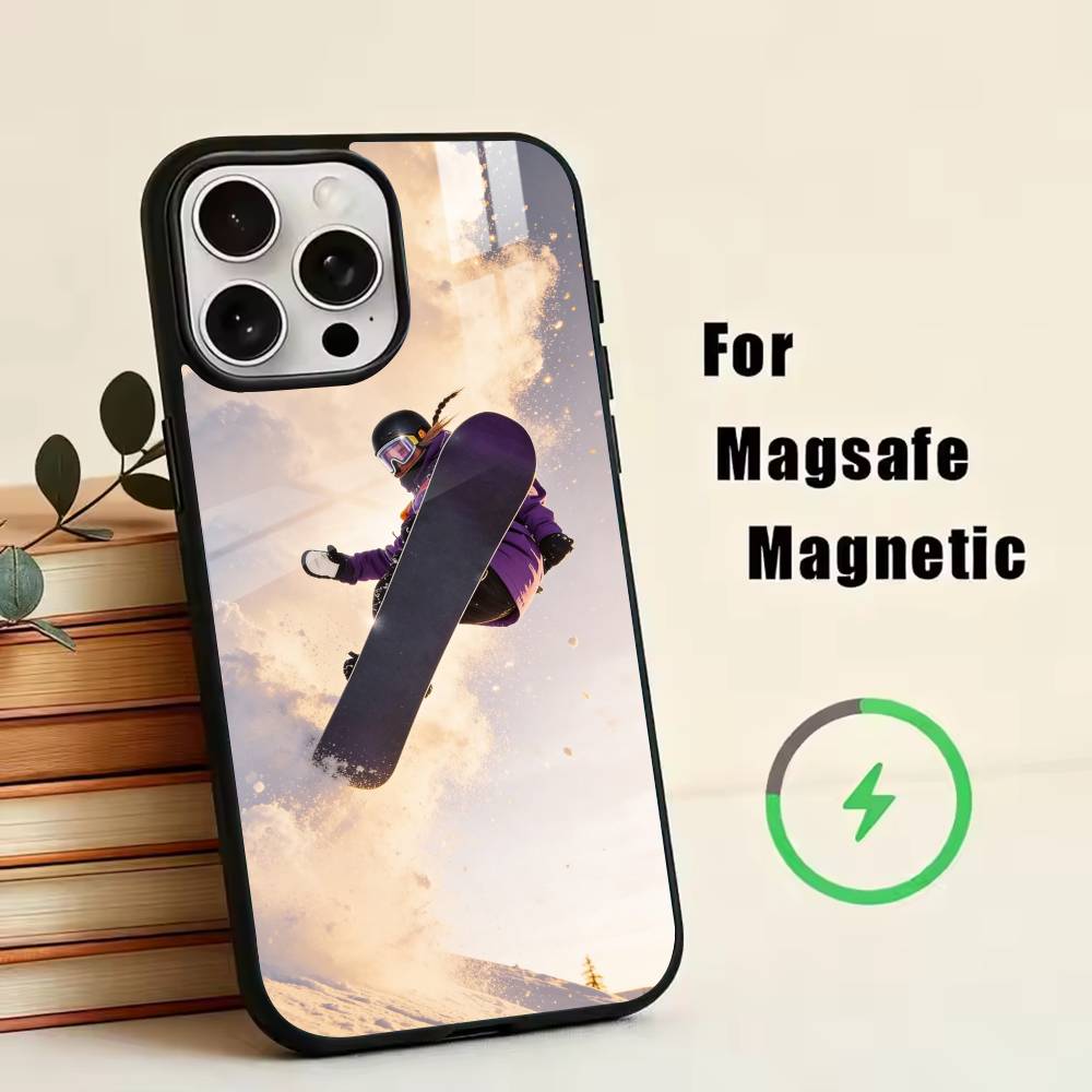 

S-Skiing Phone Case For iPhone17,16,15,14,13,12,11 Plus,Pro Magnetic with Magsafe Wireless Charging iPhone14Plus