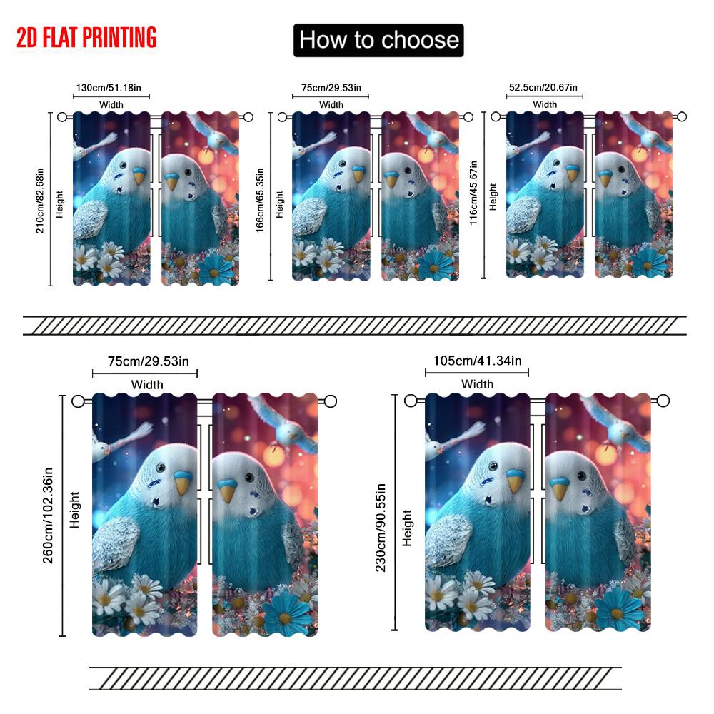 2pcs   plane printing Popular Curtains Two parrots Versatile Fabric (without rod) All Seasons for Living Room   Home Decoration