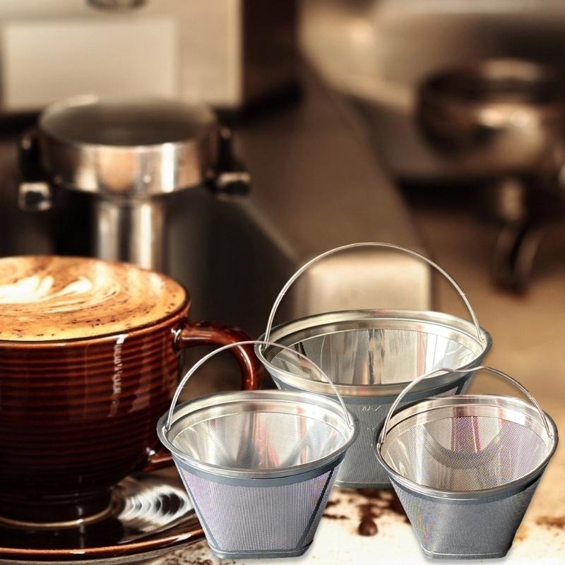 Practical Stainless Steel Coffee Filter Cone Shape With Fine Mesh For Coffee Maker Espresso Machine Accessories