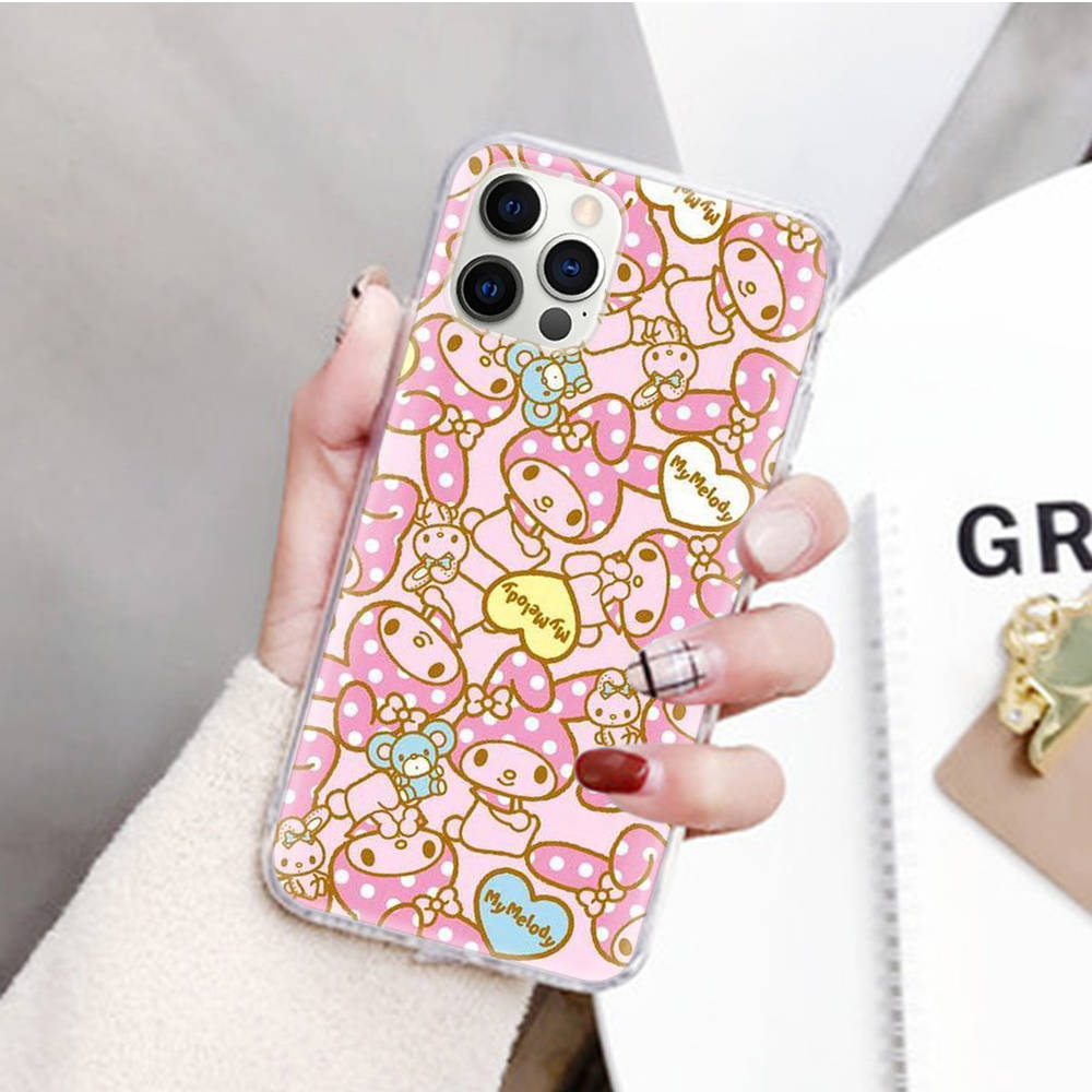 JZ4 My Melody Transparent Case for Samsung A04 A14 A23 M33 M53 Realme 10 9 C35 C55 VIVO Y02 X80 Infinix Hot 30 Note 11 Tecno Spark 8P Pro