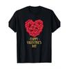 Red Rose Heart Valentine's Day Graphic T-Shirt Men Casual Short Sleeve Crew Neck Tee