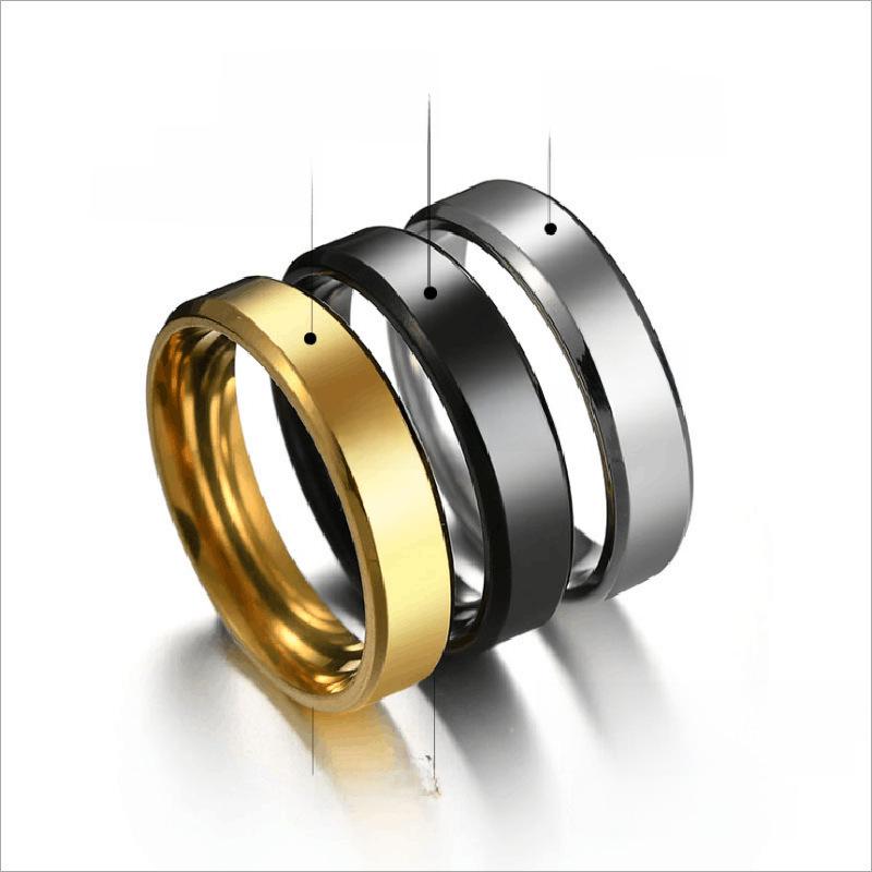 Men's Stainless Steel 6MM Plain Plate Ring with Fine Markings