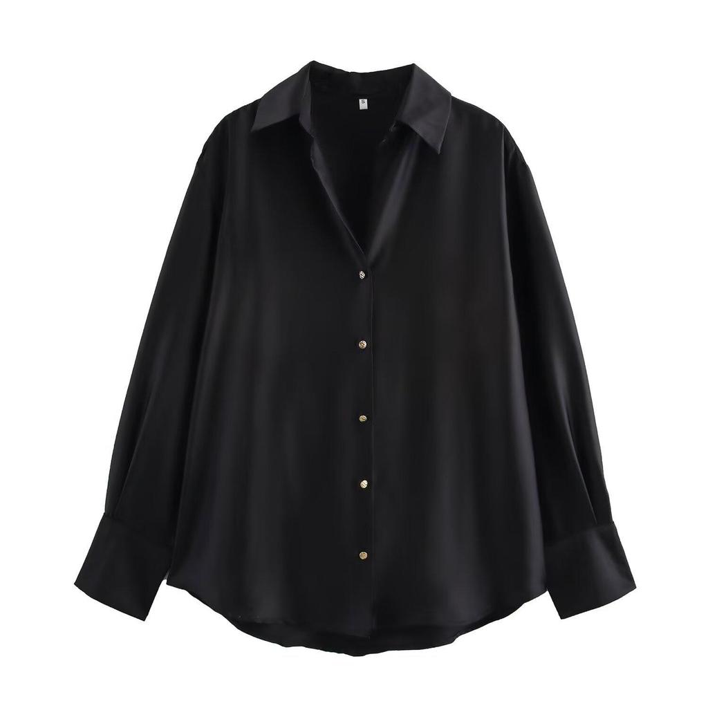 TAOP&ZA Spring Women's Elegant Silk Satin Shirt 2074580