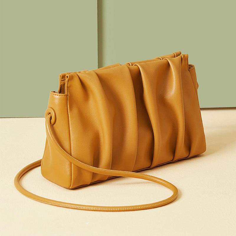 

Плиссированная мягкая сумка-облако женская кожаная сумка-хобо через плечо женская сумка на одно плечо (20cm<Max Length<30cm) коричневый