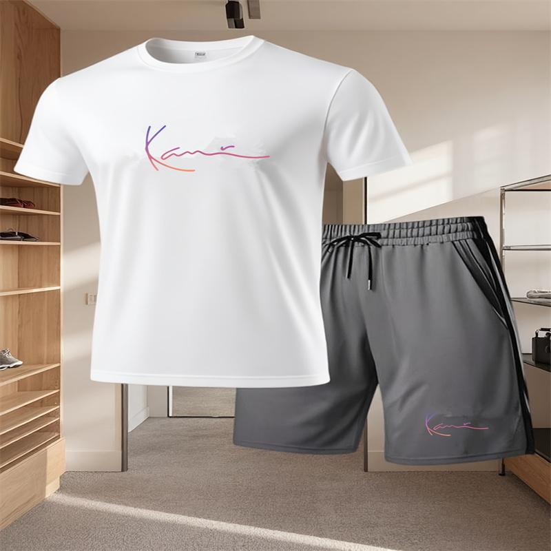 

Men s 2026 new short sleeved shorts set, fashionable and casual outdoor round neck short sleeved T-shirt shorts two-piece set XL